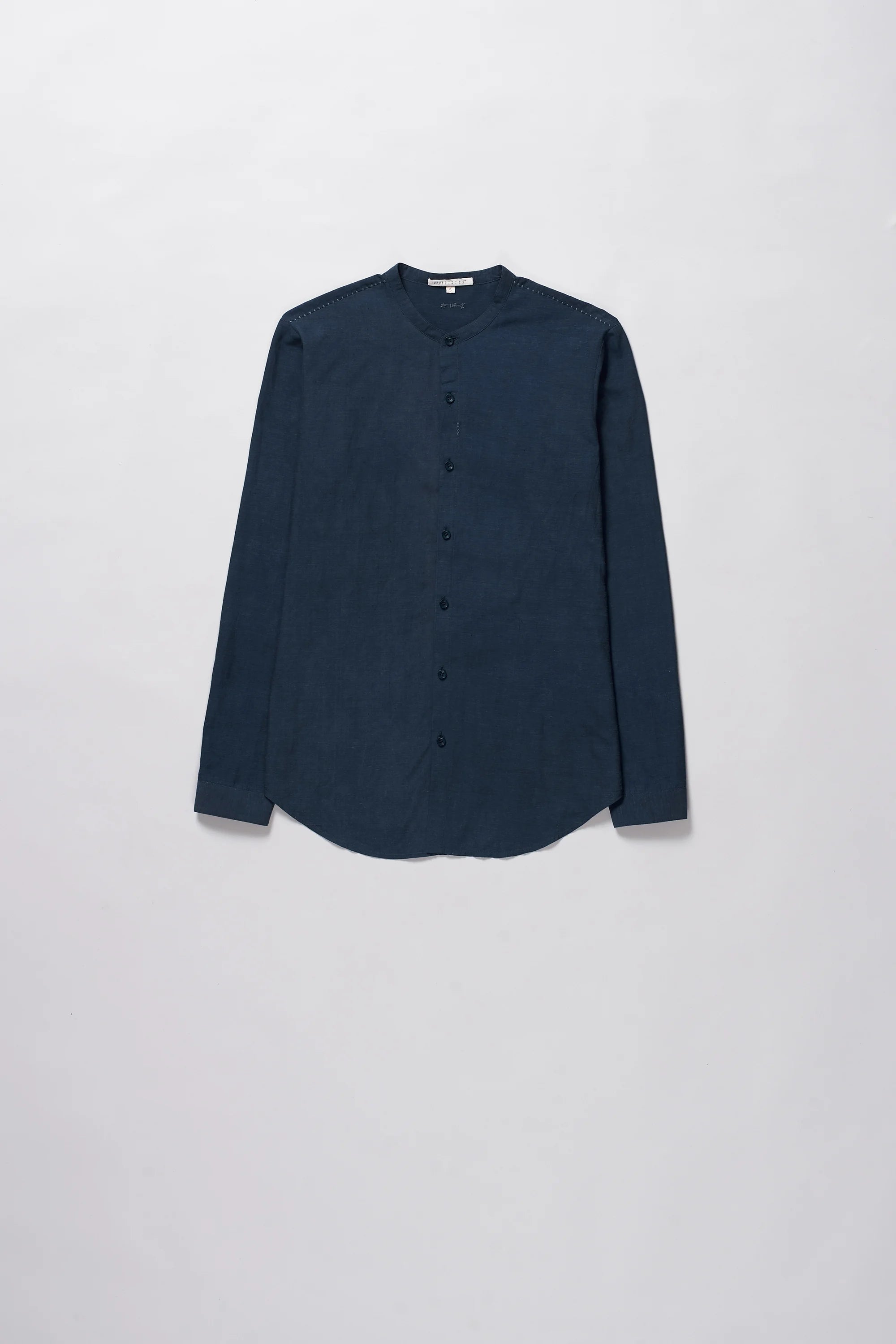 Indigo Band Collar Bandhani Shirt