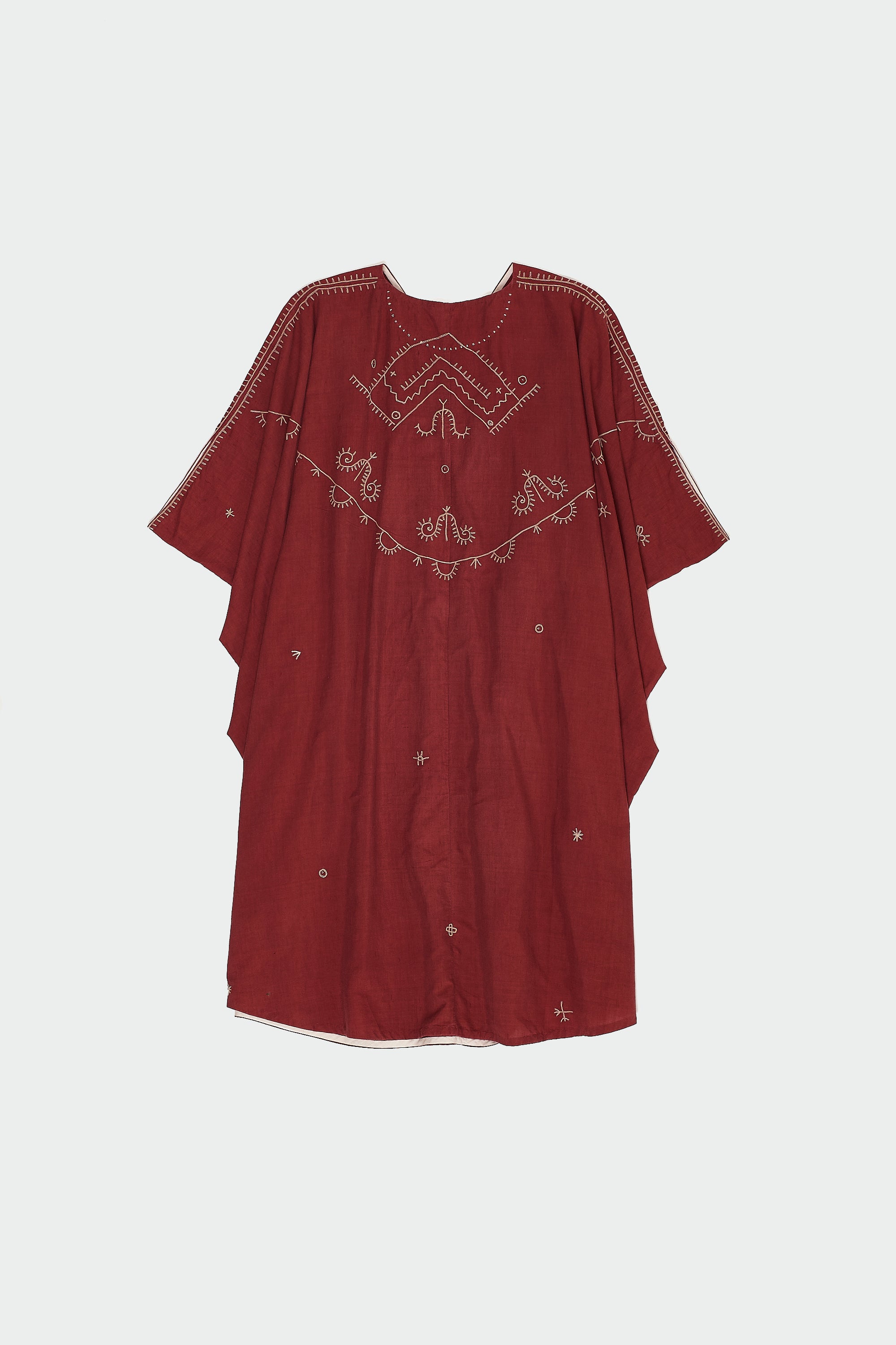 COTTON SILK BLEND EMBROIDERED DRESS