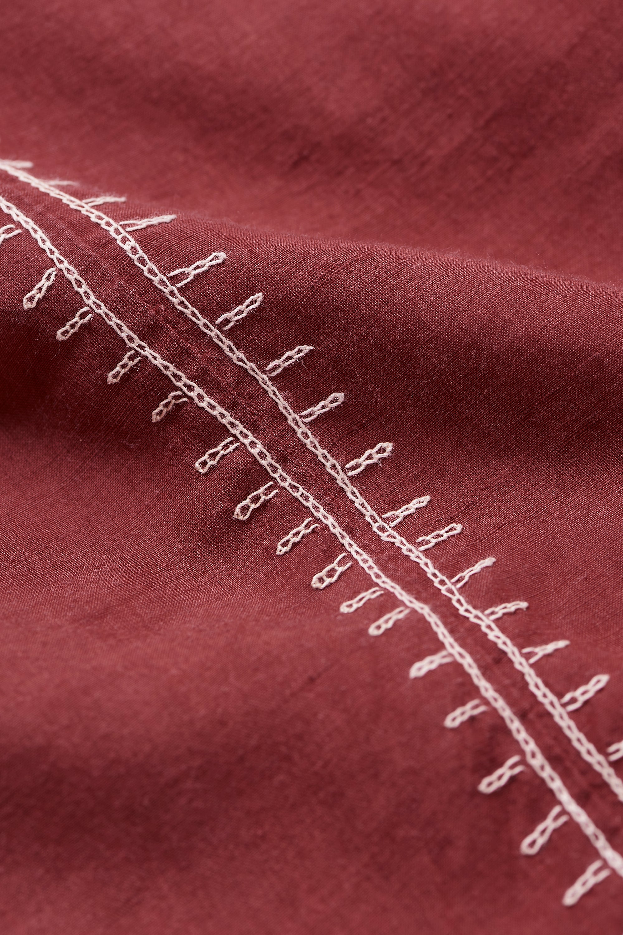 COTTON SILK BLEND EMBROIDERED DRESS