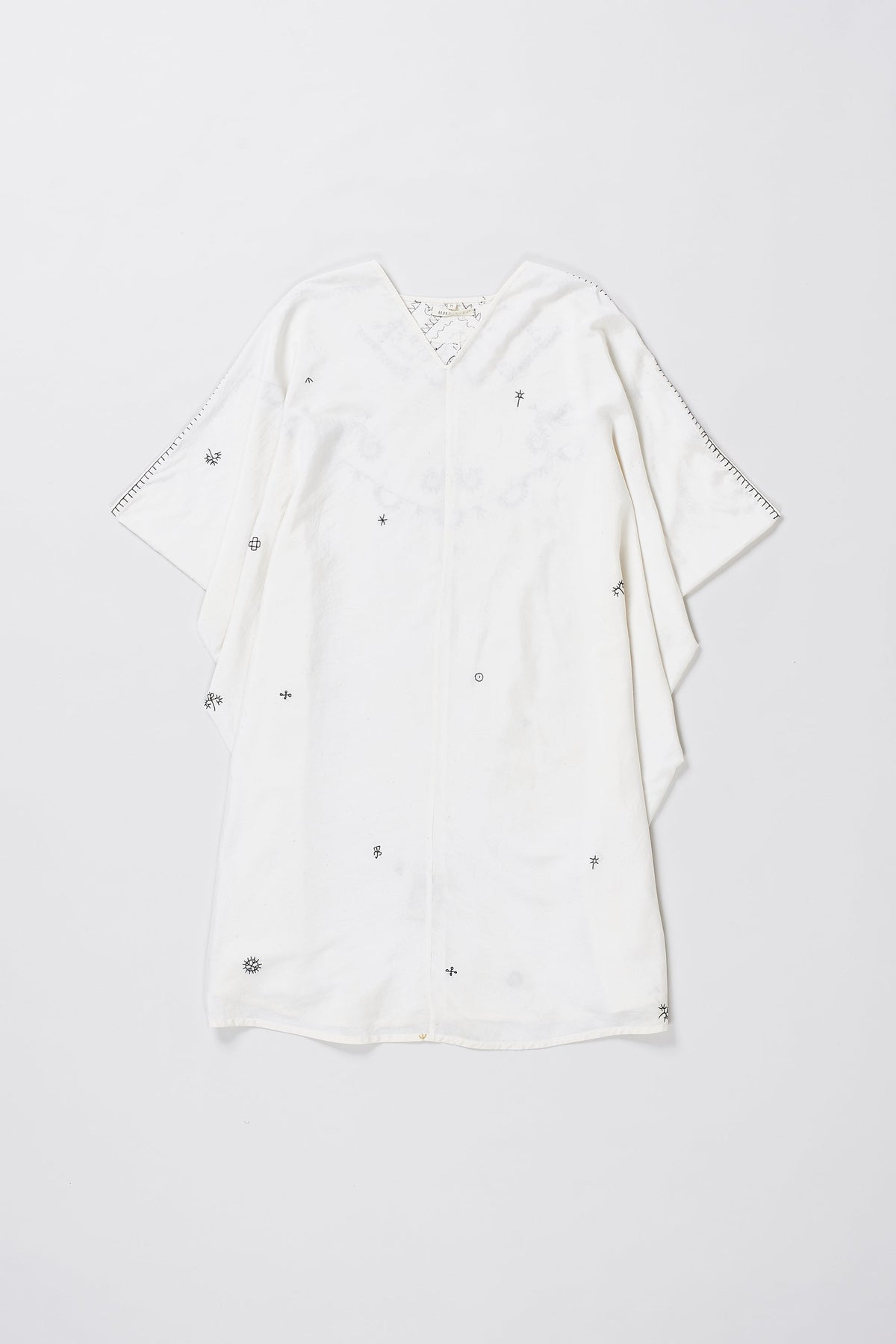 Hand Embroidered Dress Ecru Cotton Silk Blend