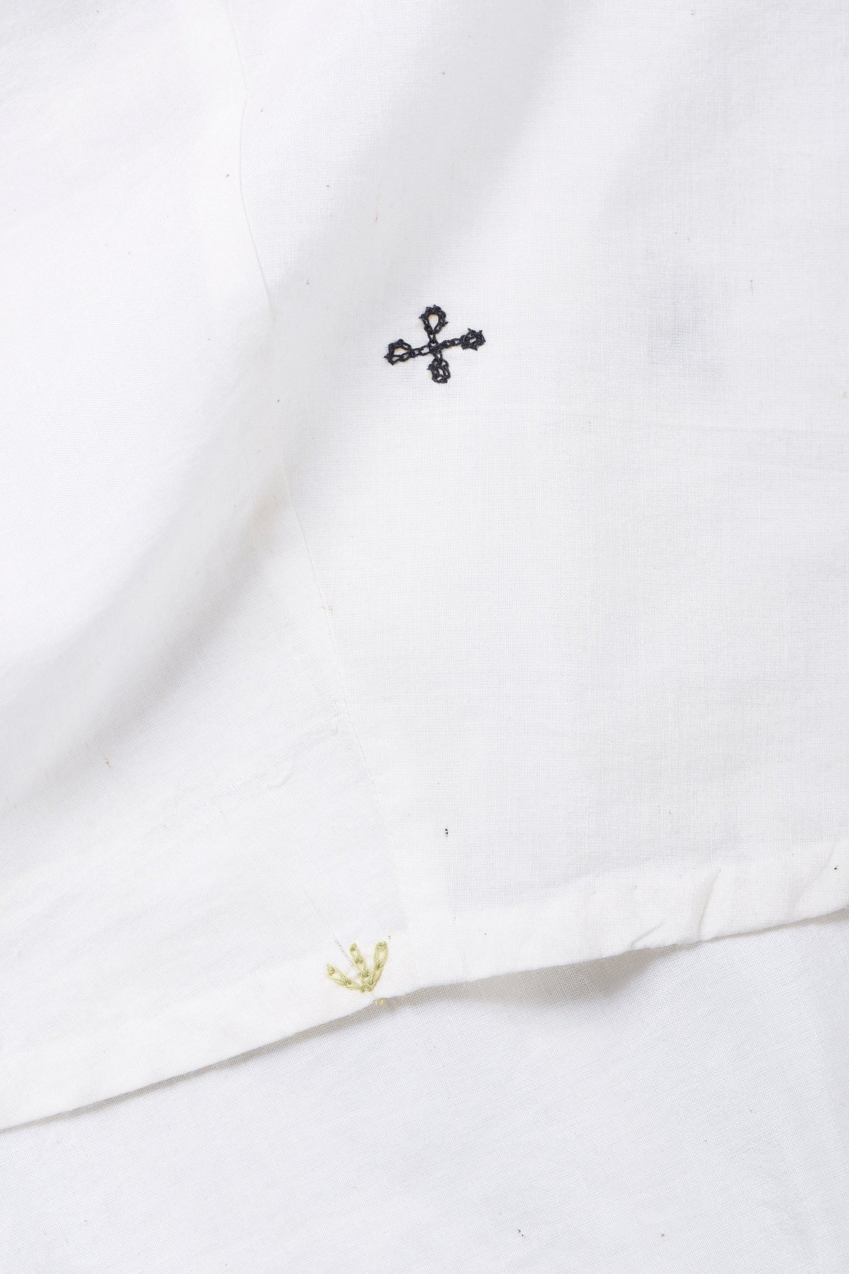 Hand Embroidered Dress Ecru Cotton Silk Blend
