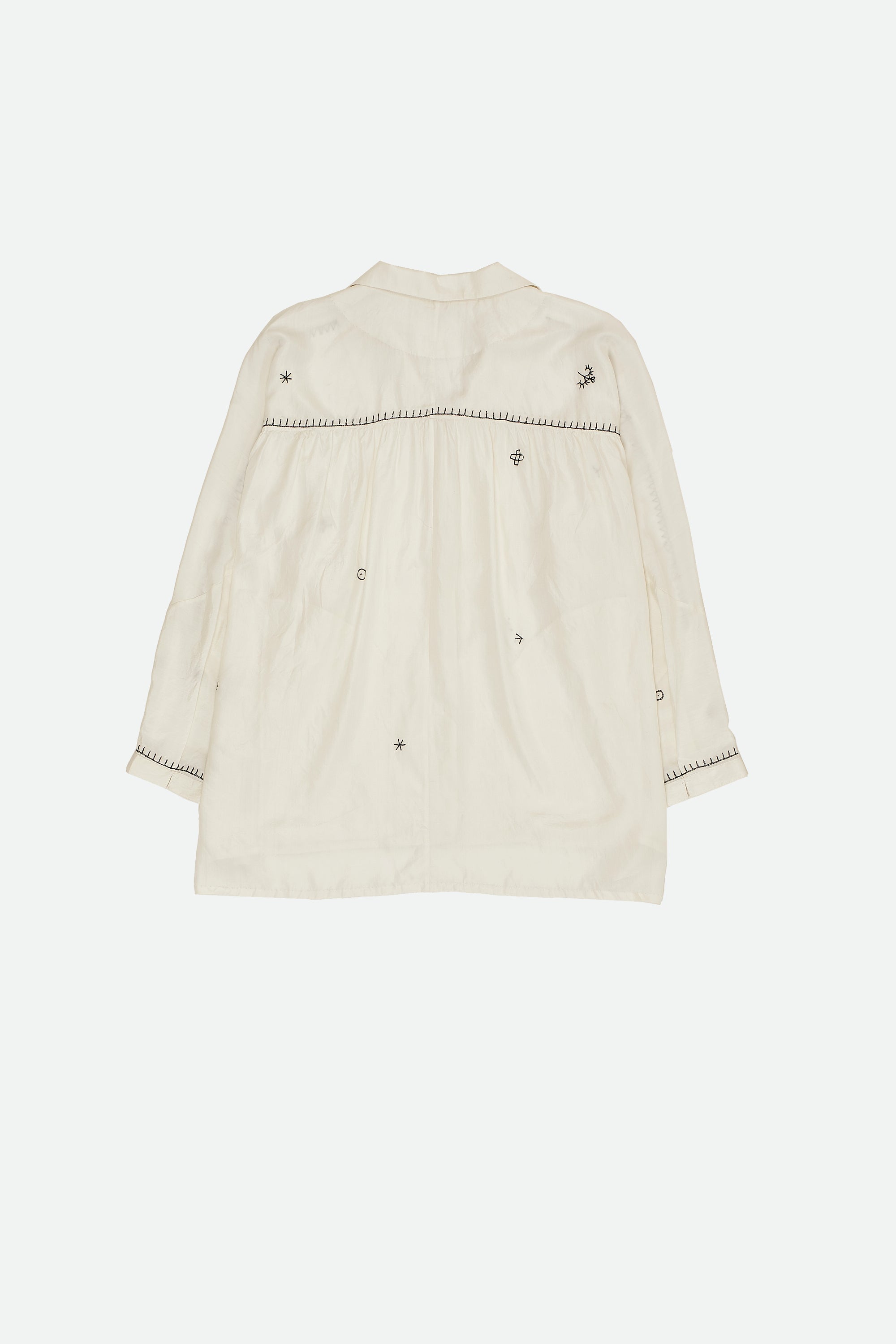 ECRU EMBROIDERED SILK SHIRT