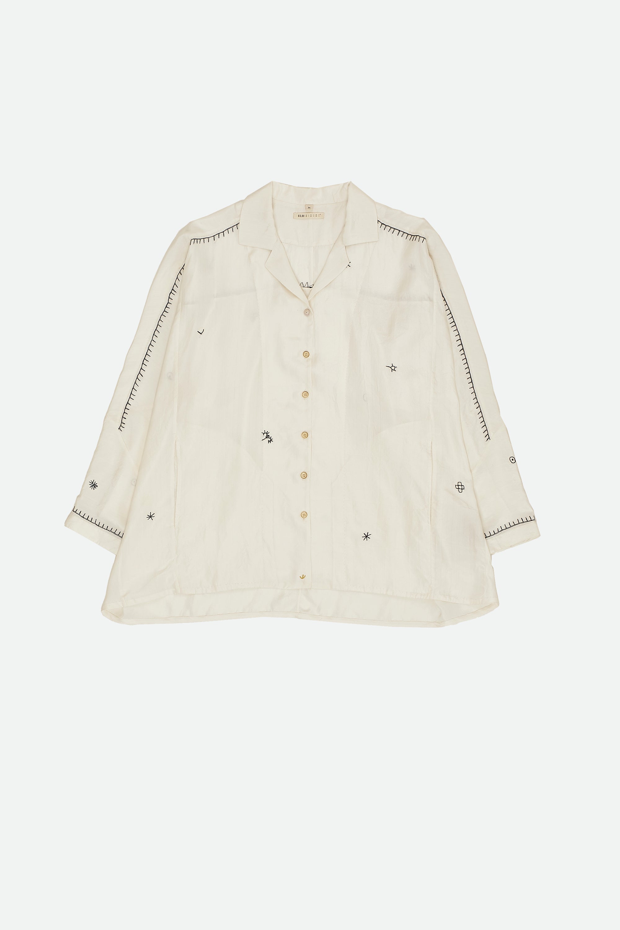 ECRU EMBROIDERED SILK SHIRT