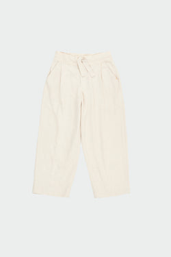Ecru Wide-Leg Organic Cotton Trousers