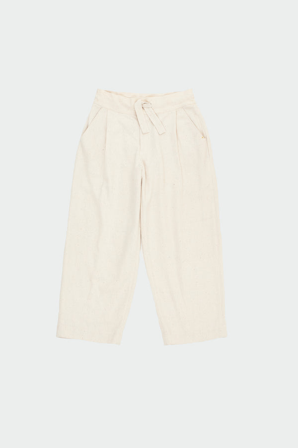 Ecru Wide-Leg Organic Cotton Trousers