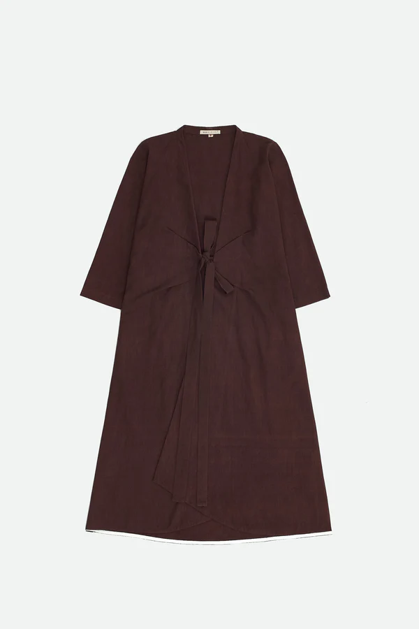 BURNT UMBER ORGANIC COTTON WRAP DRESS