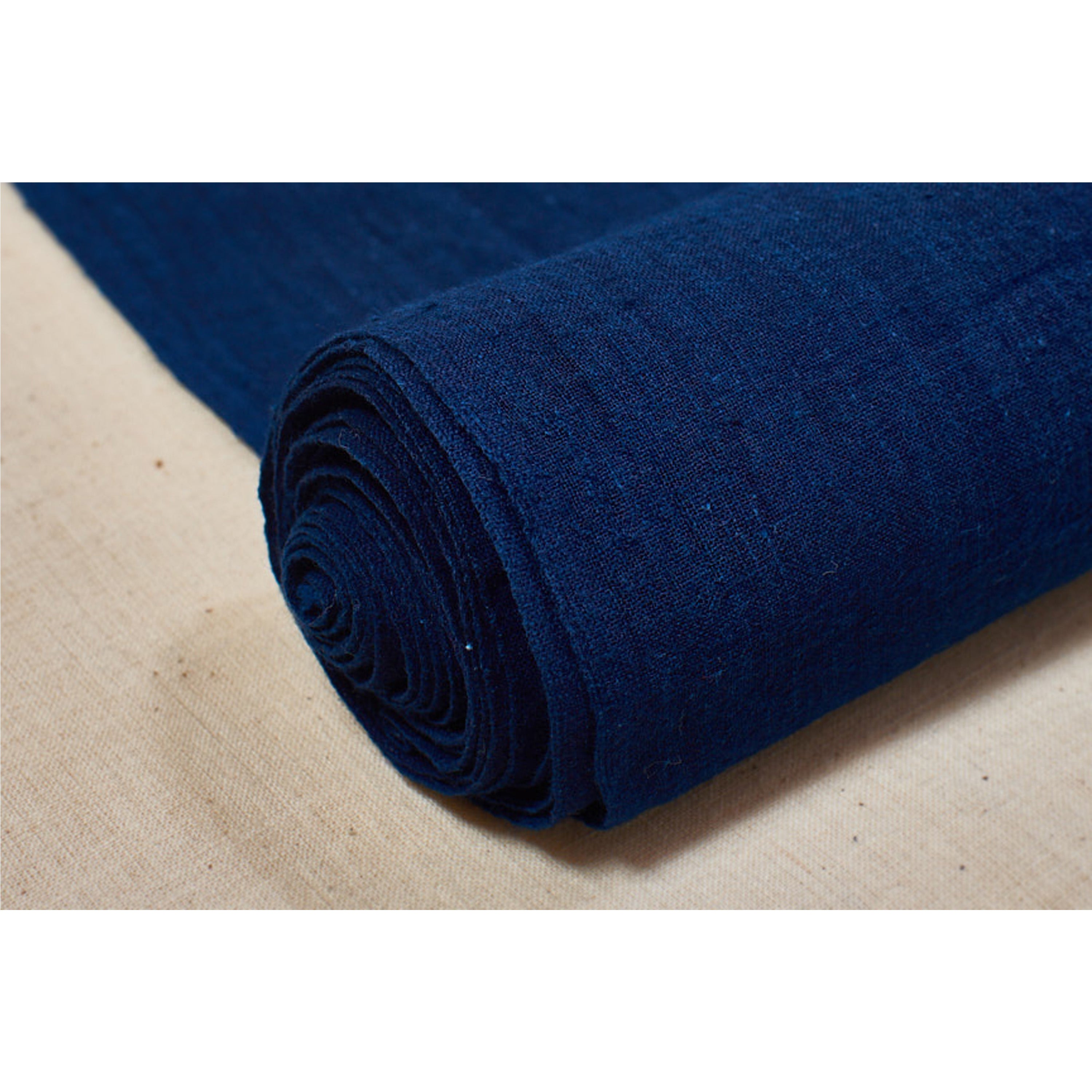 Dark Indigo Hand-Spun Organic Cotton Fabric