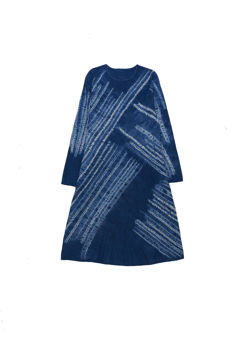 Indigo Dyed Cotton Shibori Dress