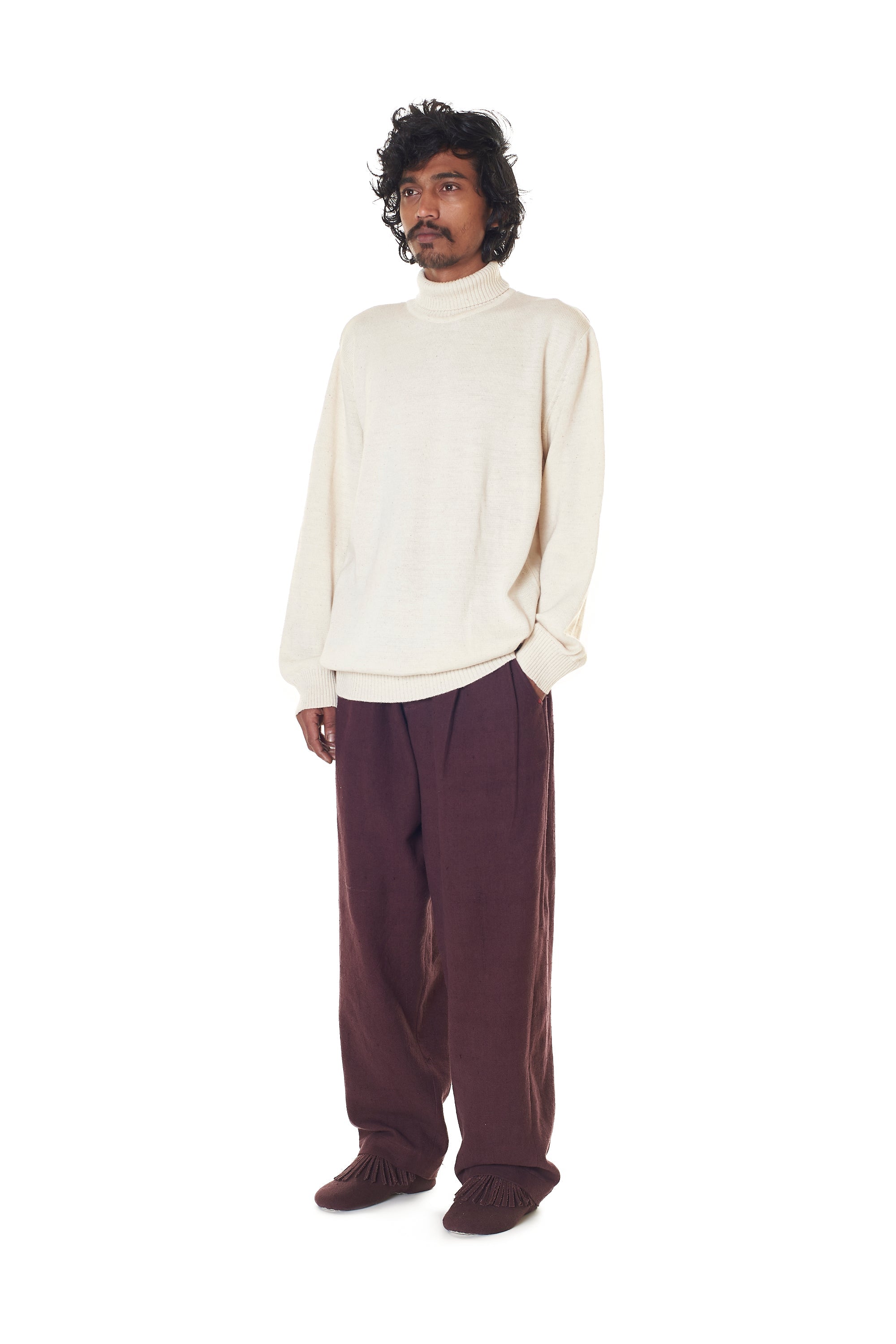 UNDYED TURTLENECK FULL SLEEVE COTTON T-SHIRT