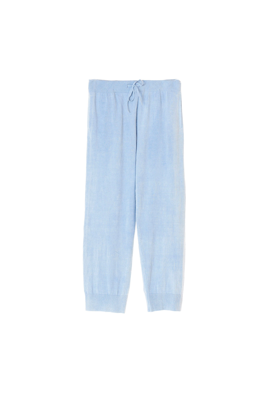 Ruffle Flare Hem Ribbed Knit Pants in Indigo - Retro, Indie and