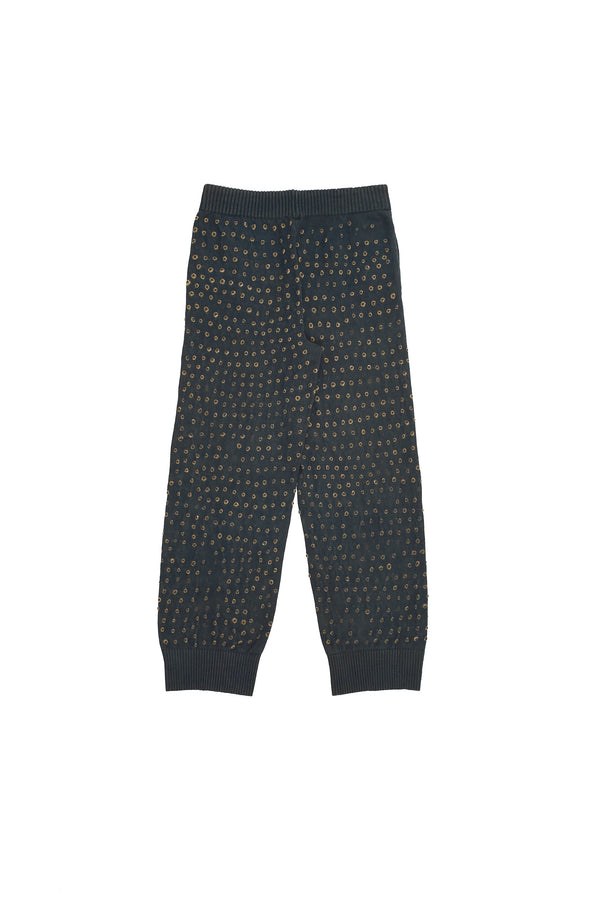 DARK INDIGO BANDHANI SPECKLED KNITTED PANTS
