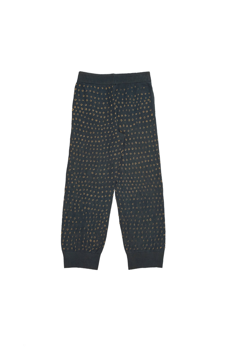 DARK INDIGO BANDHANI SPECKLED KNITTED PANTS