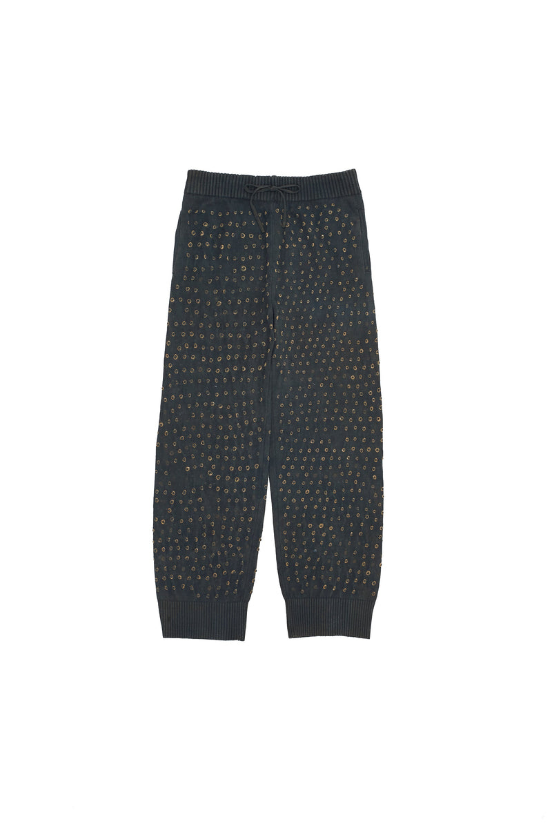 DARK INDIGO BANDHANI SPECKLED KNITTED PANTS