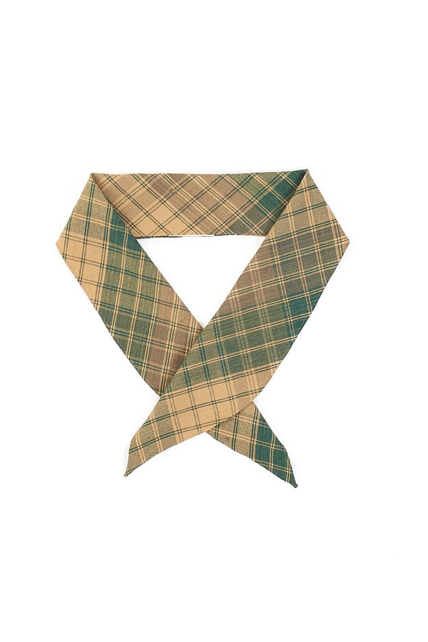 HAND-WOVEN PLAIDED BANDANA DYED IN NATURAL GREEN