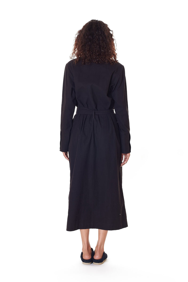 BLACK COTTON SUMMER SHIRT DRESS