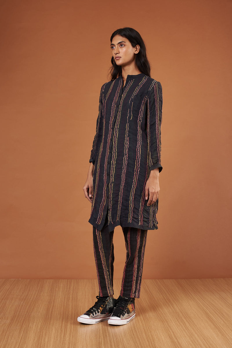 Black Multi Colour Bandhani Statement Dress