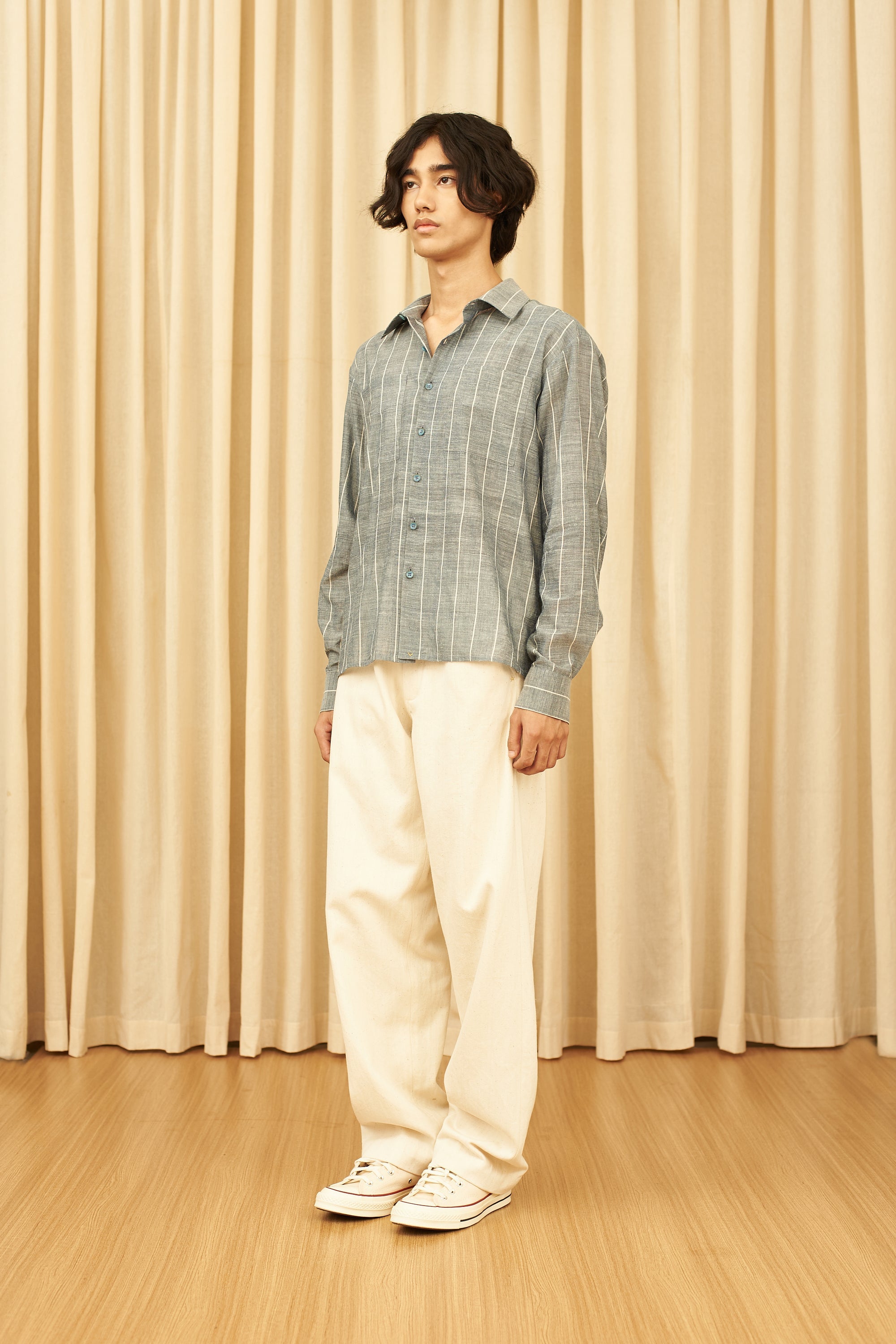 Indigo Comfort Fit Yarn Dyed Cotton Shirt