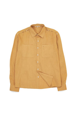RELAXED FIT LINEN SHIRT IN MUSTARD YELLOW
