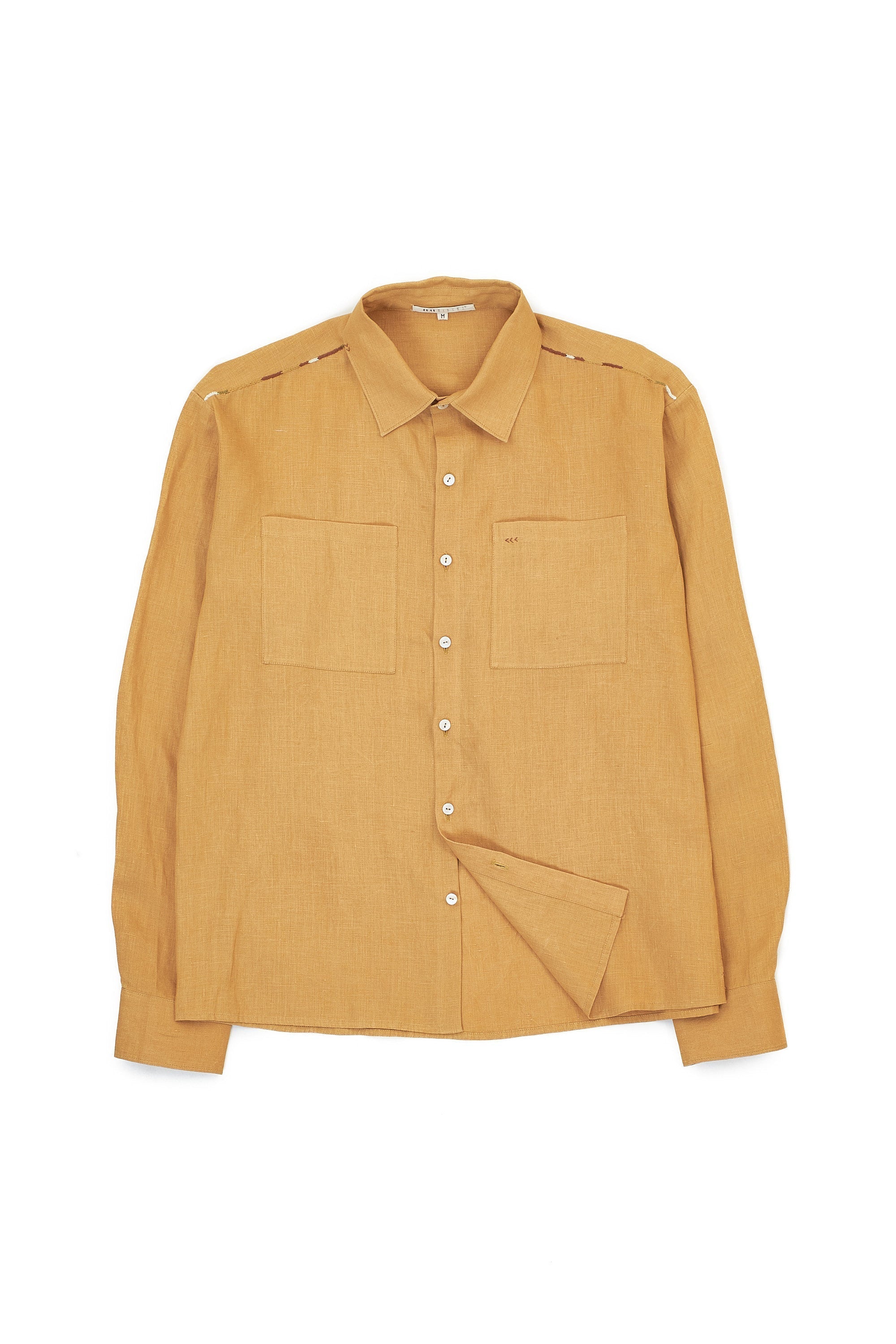 RELAXED FIT LINEN SHIRT IN MUSTARD YELLOW