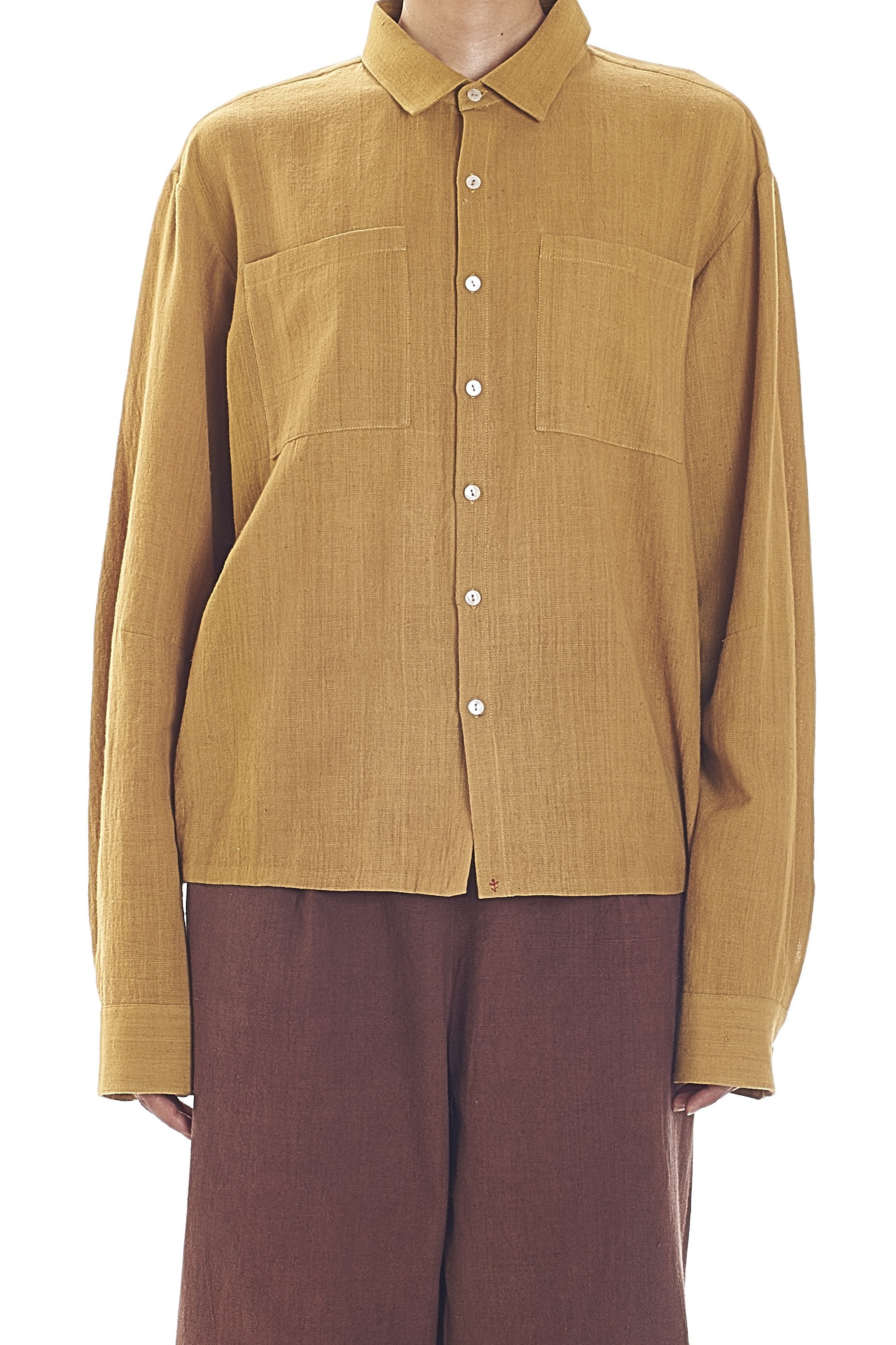 MUSTARD YELLOW PATCH POCKET SHIRT ORGANIC COTTON