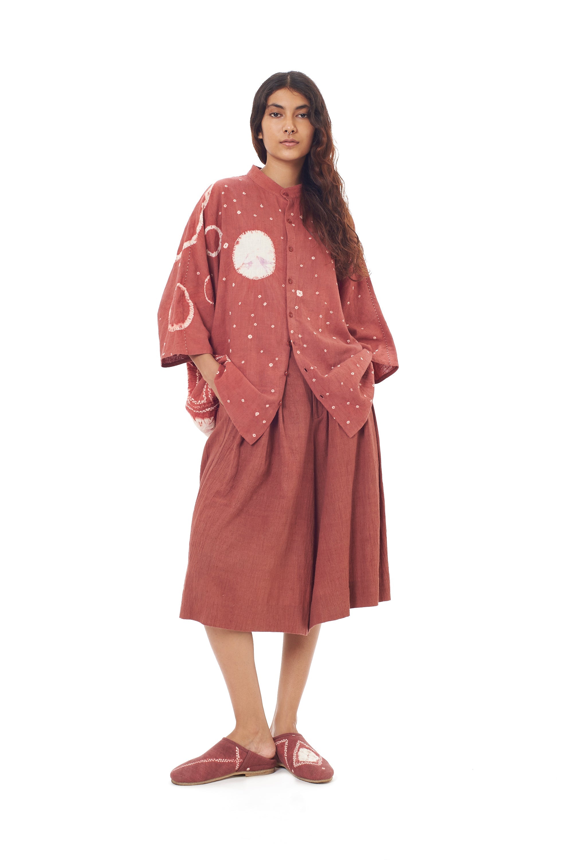ROGUE PINK PLEATED CULOTTES IN ORGANIC COTTON