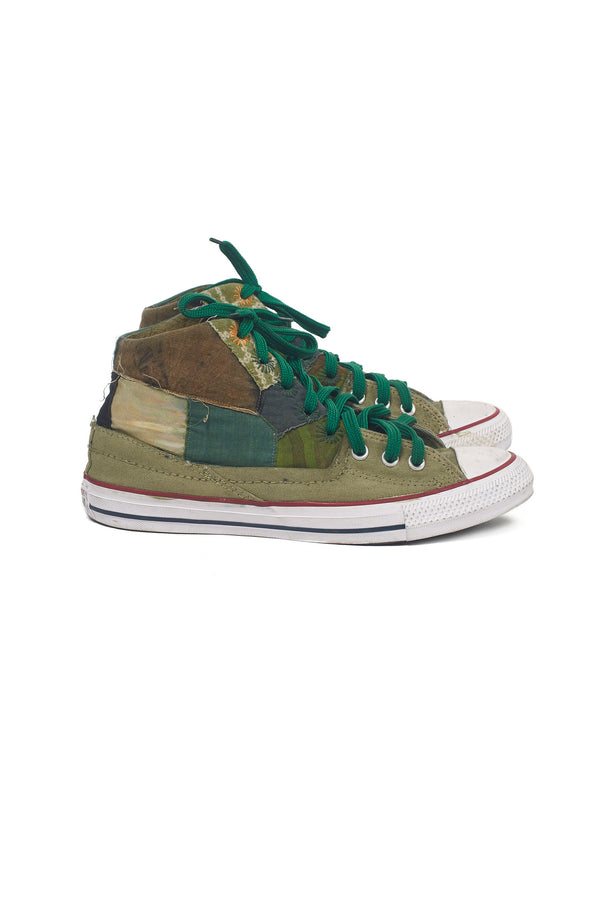BOTTLE GREEN ONE OF A KIND HANDMADE CONVERSE SHOES