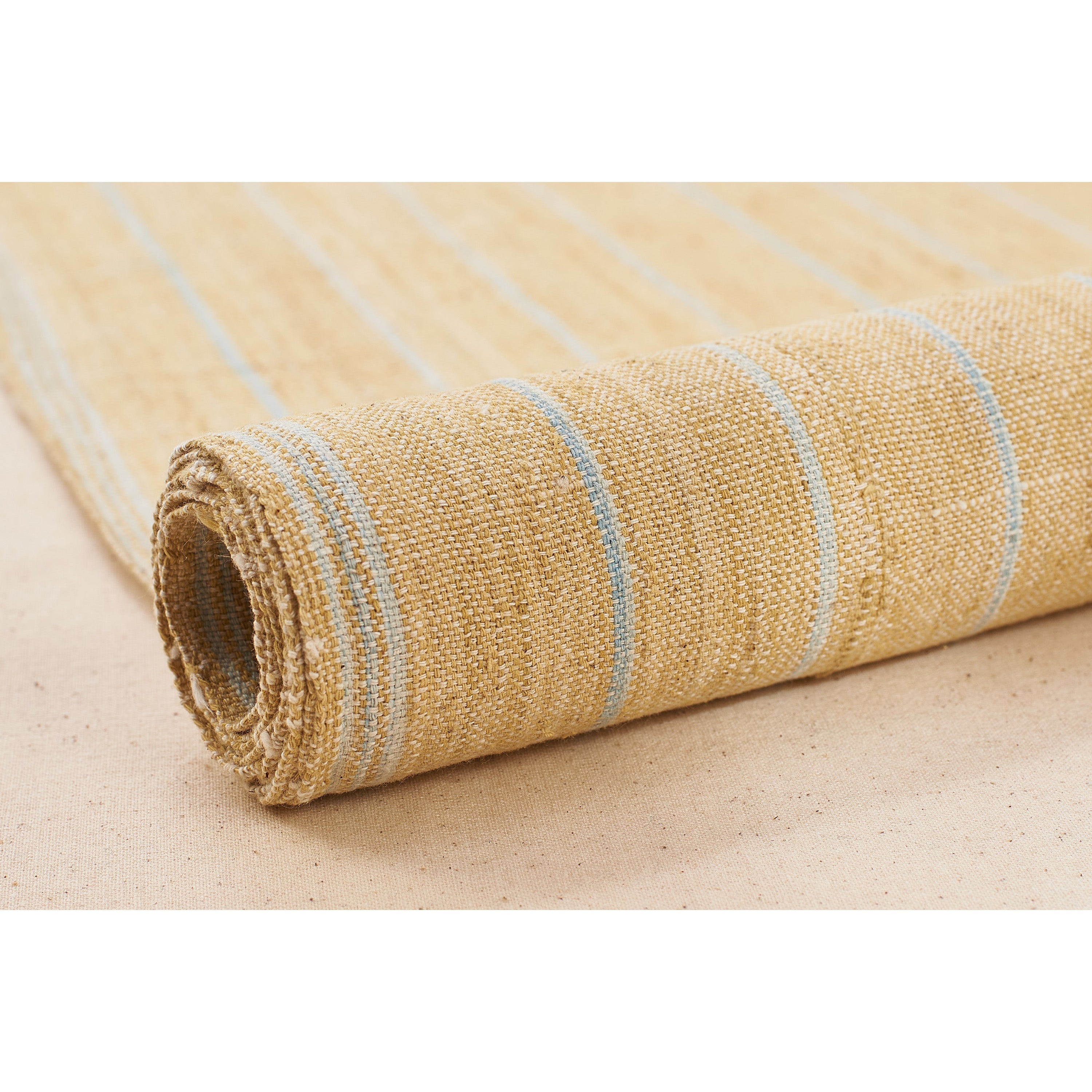 Ochre Yellow / Yarn Dyed Stripe / Organic Cotton Fabric