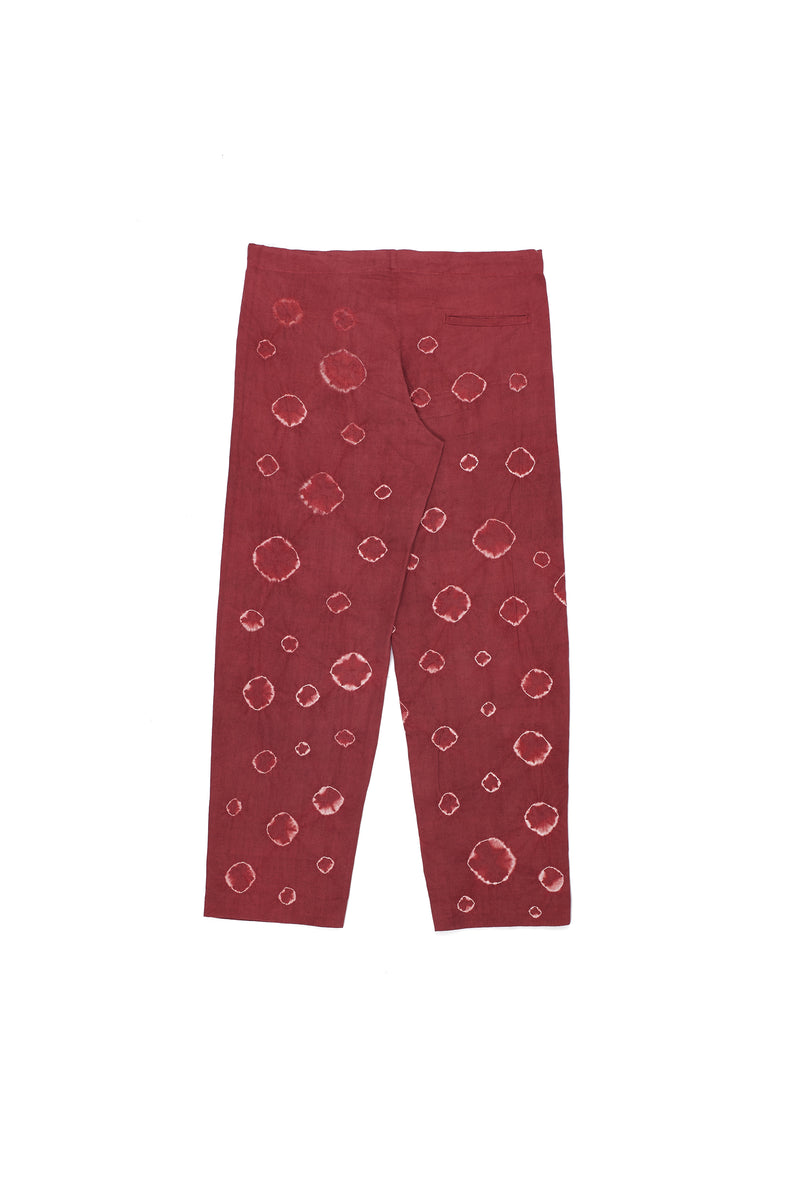 Crimson Pink Drawstring Cotton Trousers Crafted With All Over Shibori
