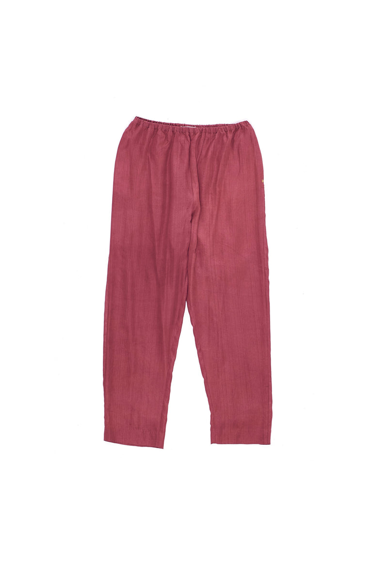 Rogue Pink Solid Tapered Silk Trousers