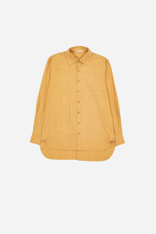 Hand Embellished Cotton Shirt Dyed In Natural Colors