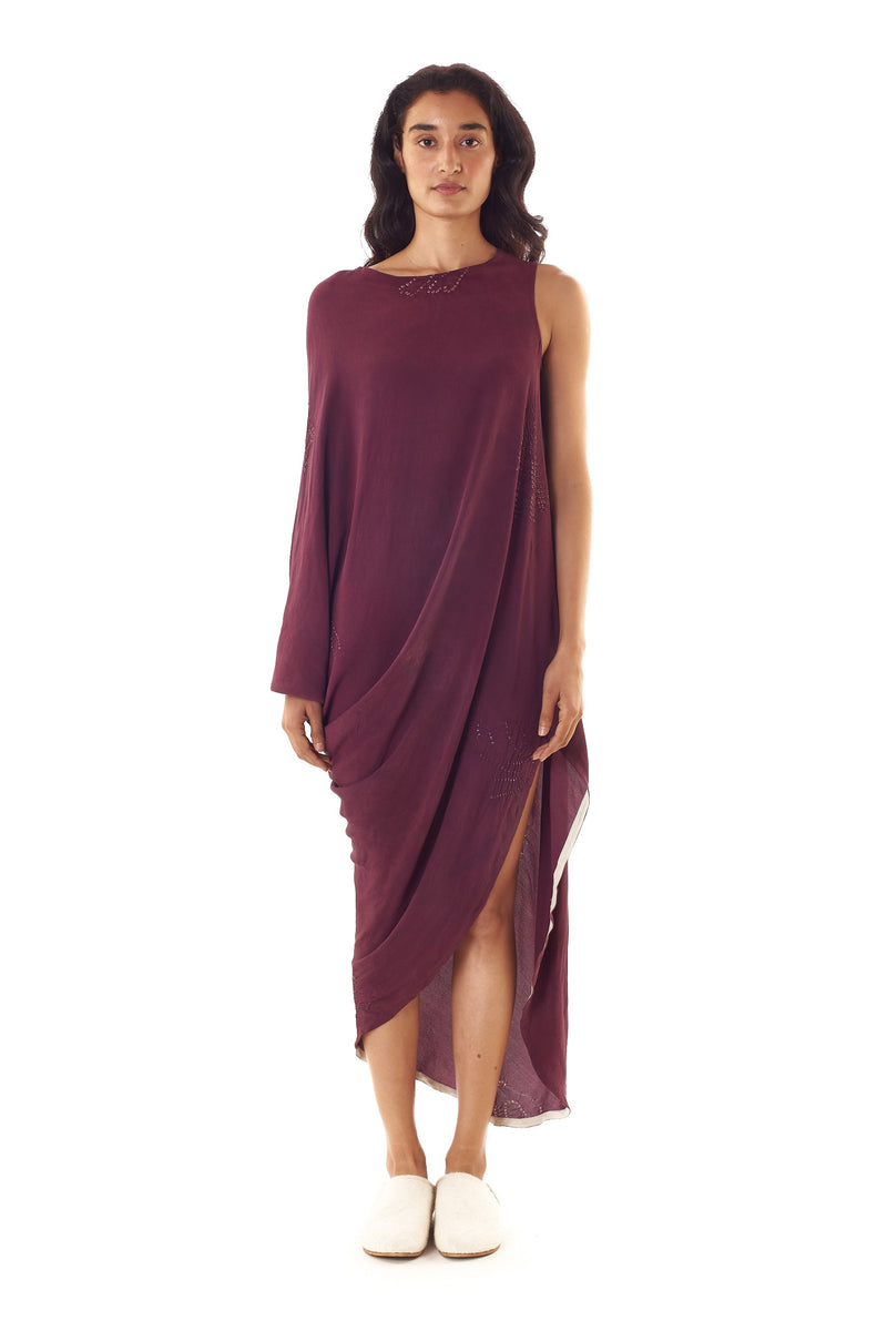 ASYMMETRICAL DRAPE DRESS