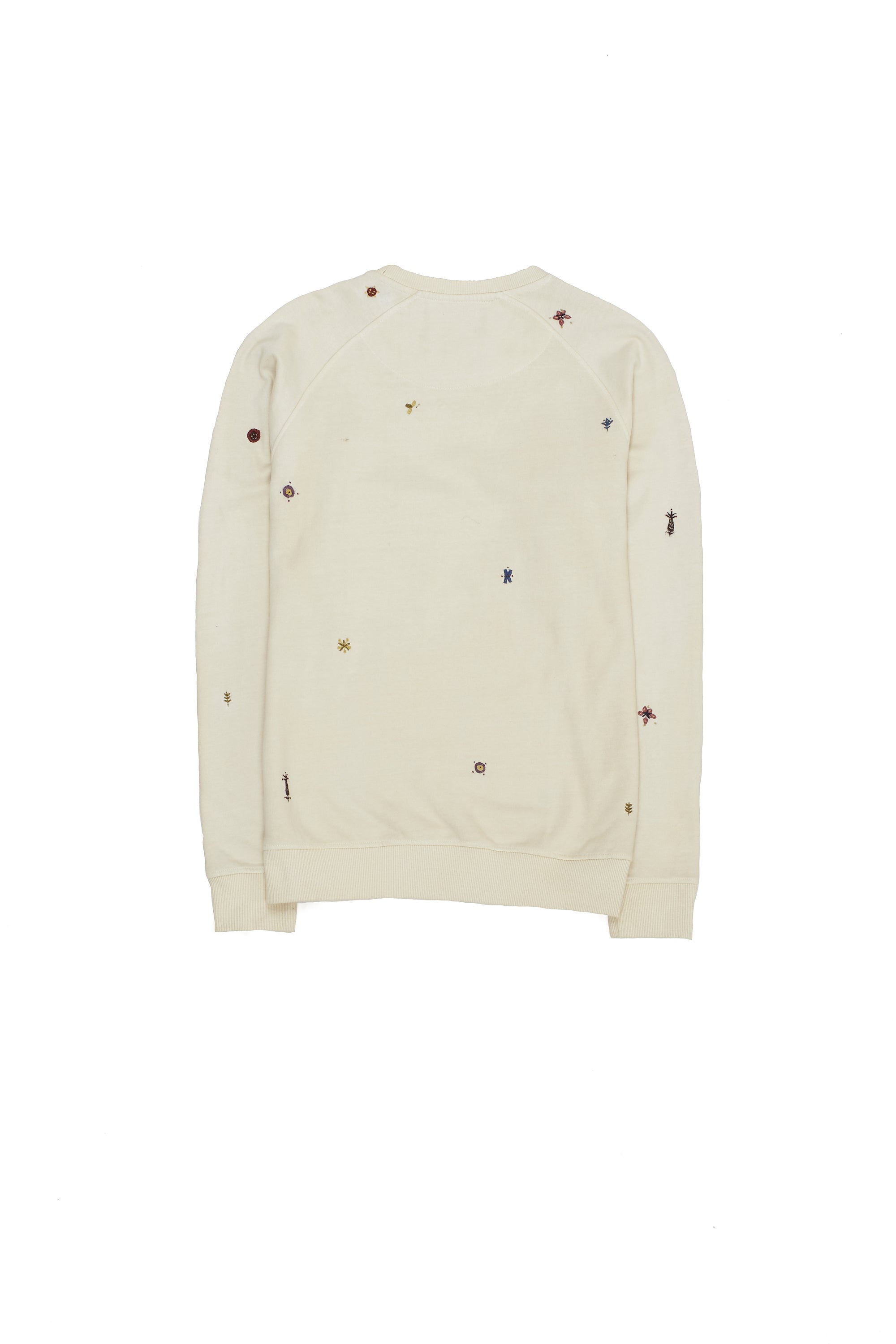 ECRU ELEMENTAL ORGANIC COTTON SWEATSHIRT WITH HAND EMBROIDERED DETAILS