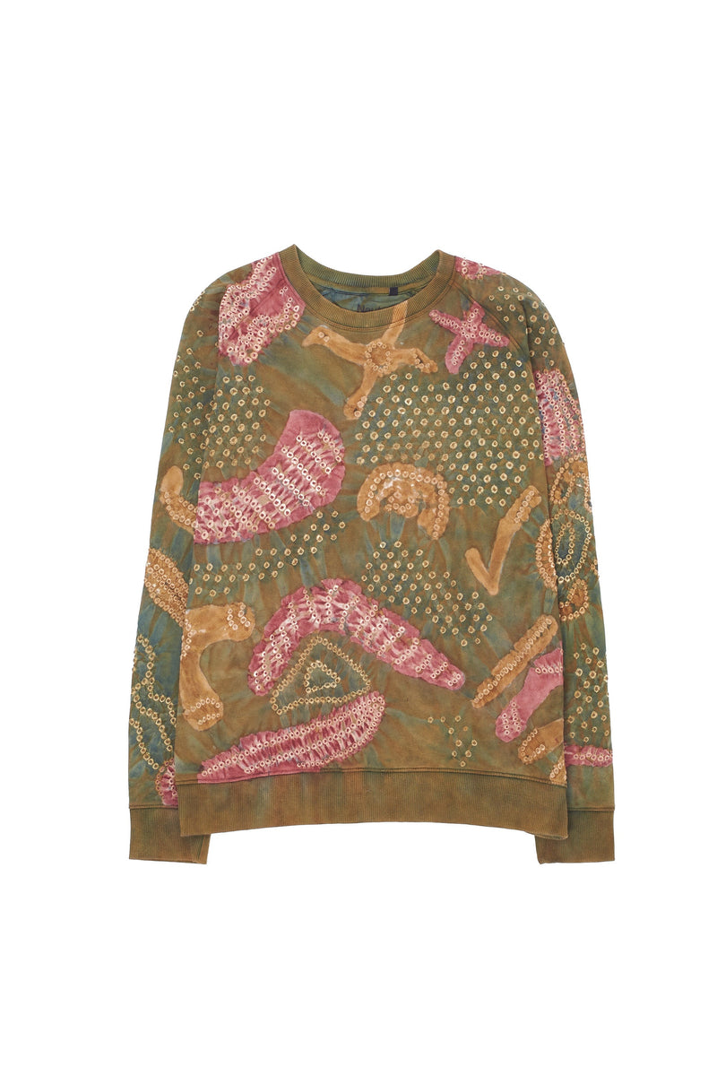 MULTICOLOUR HANDPAINTED SWEATSHIRT CRAFTED WITH BANDHANI