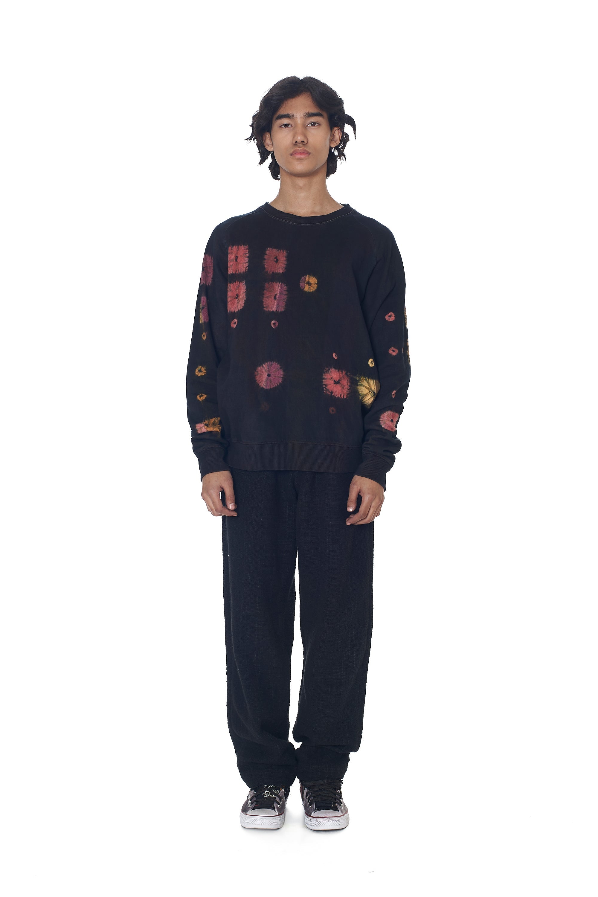 MULTI-COLOURED SHIBORI ORGANIC COTTON SWEATSHIRT