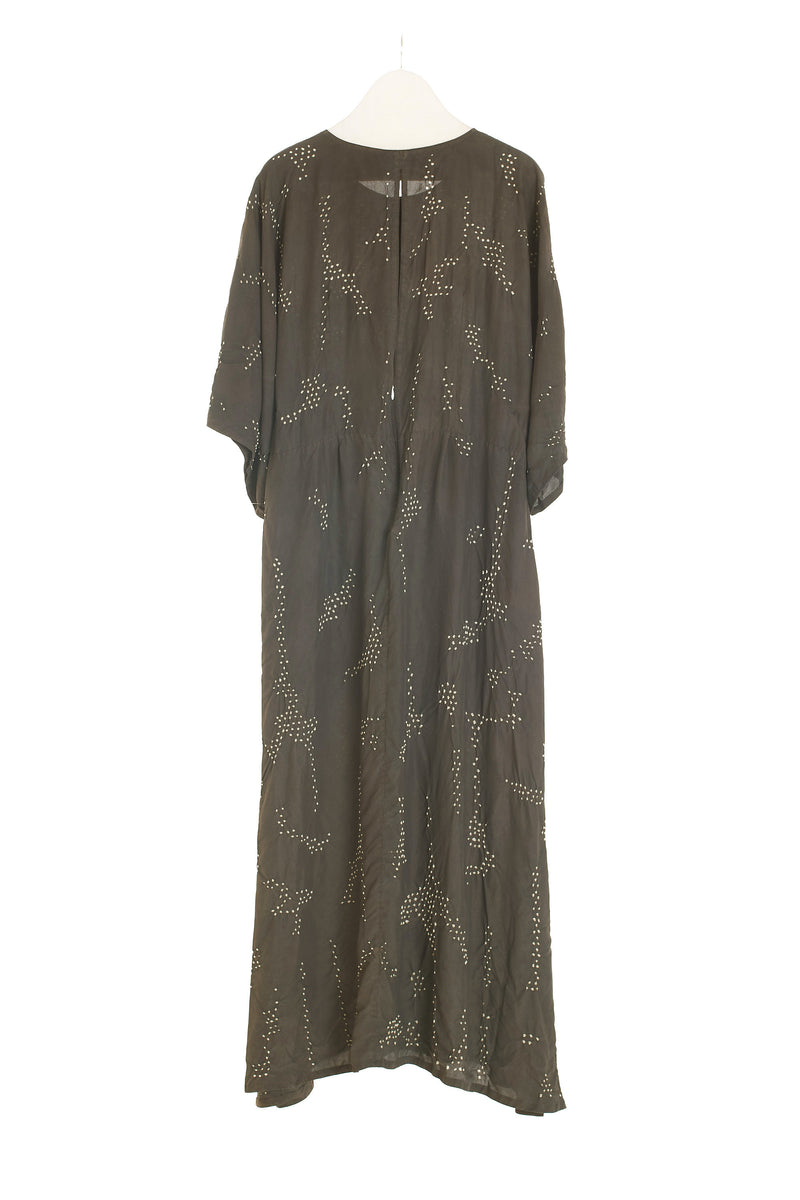 SILK DRESS - NATURALLY DYED - FRECKLED WITH A BANDHANI MOTIF