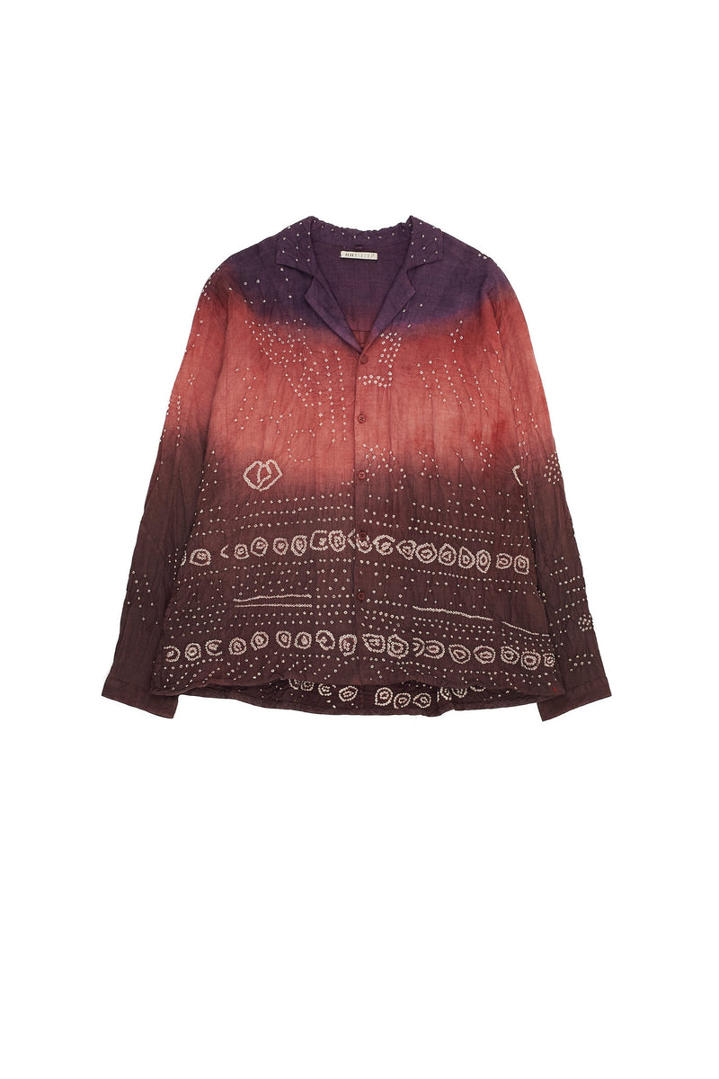 Multi Coloured Dip Dyed Textured Bandhani Cotton Shirt