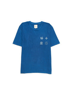Ungendered Indigo Organic Cotton T-Shirt Crafted With Bandhani