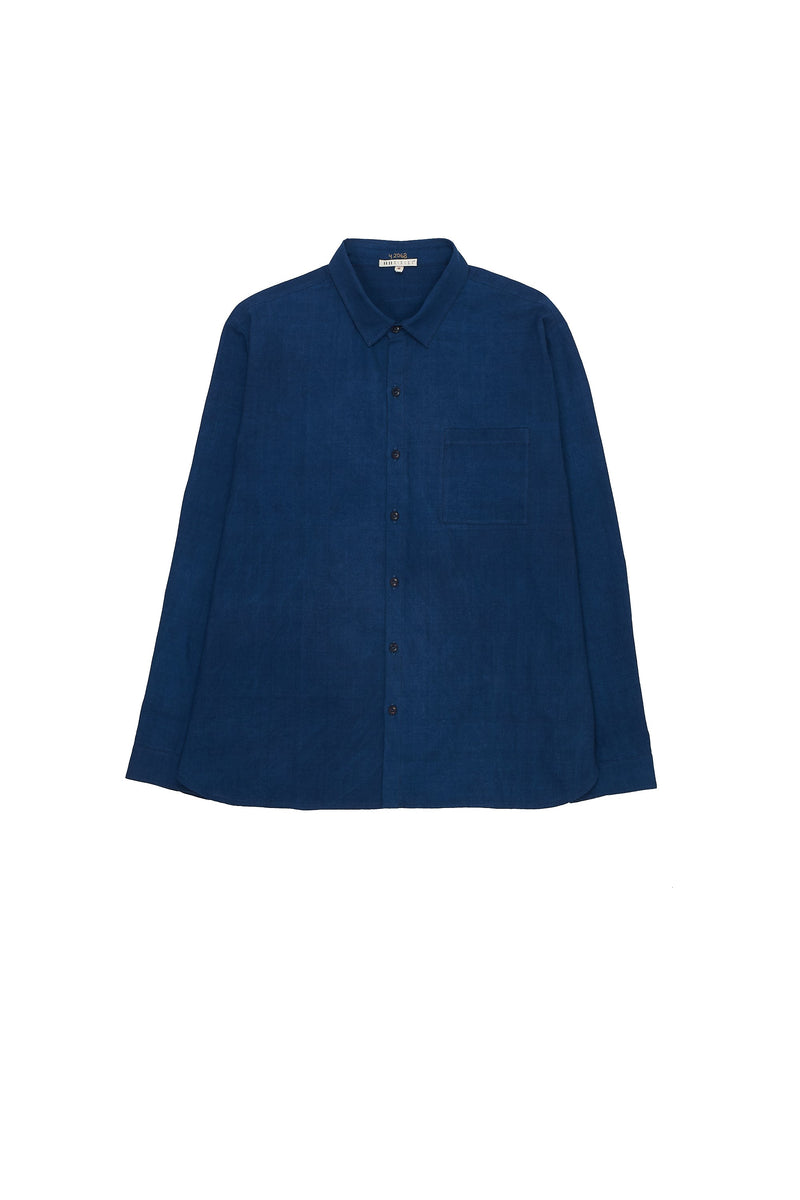 Indigo Dyed Fine Cotton Relaxed fit shirt
