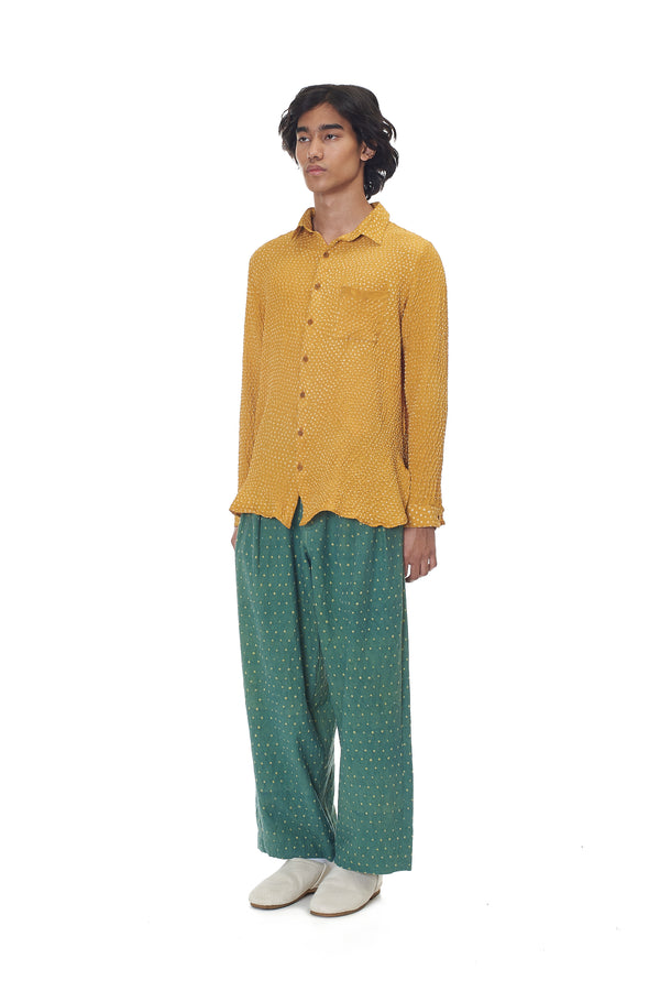 MANGO YELLOW BANDHANI RELAXED SHIRT