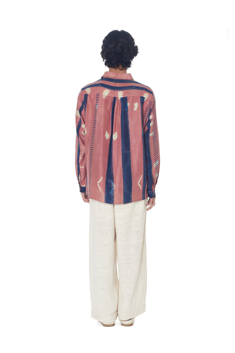 Chalk Pink Shibori Soft Silk Statement Shirt