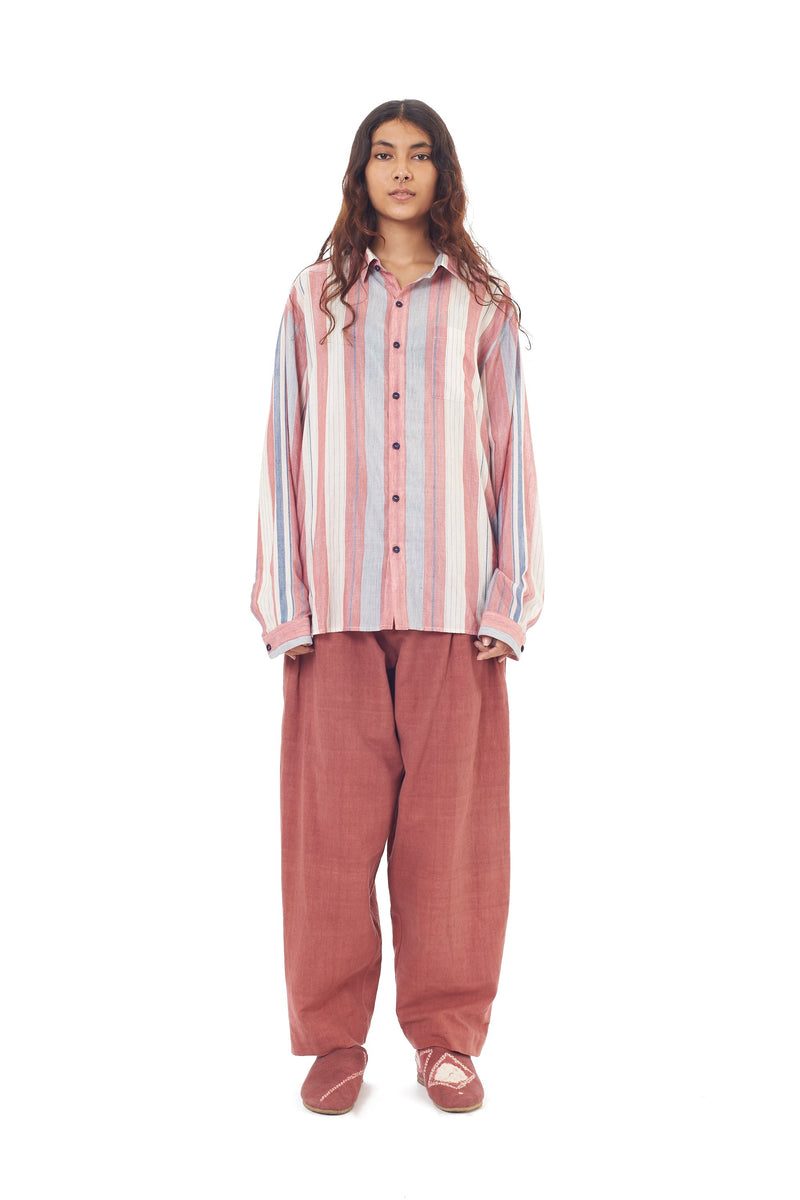 Ungendered Cotton Silk Multi-Color Yarn Dyed Relaxed Fit Shirt