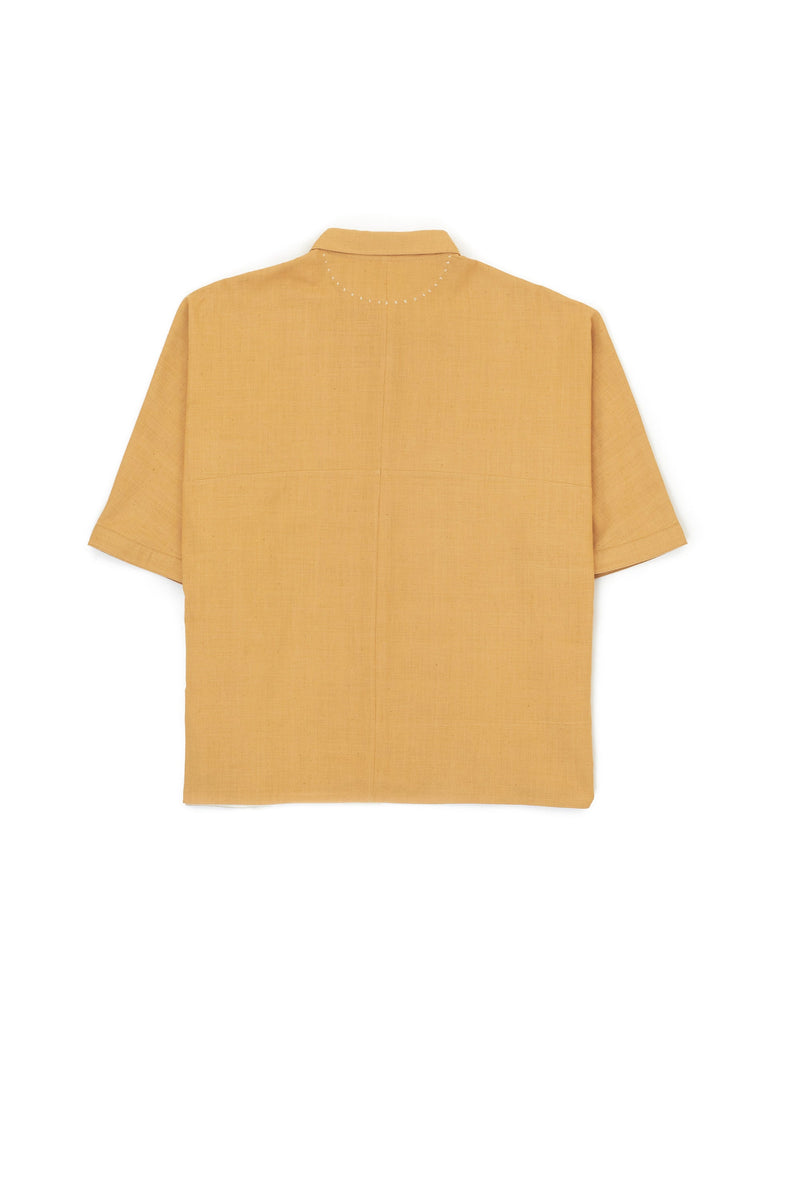 CAPE SLEEVE ORGANIC COTTON SHIRT IN MUSTARD YELLOW