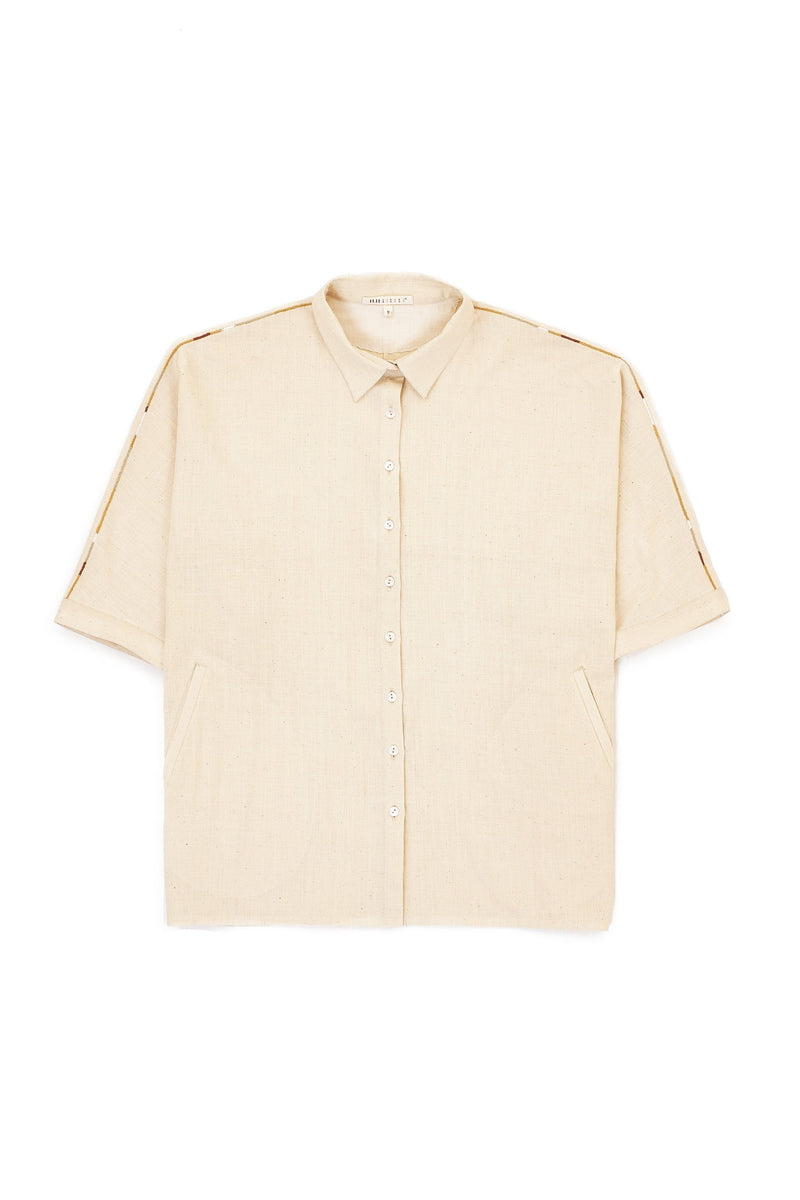 Off White Cape Sleeve Organic Cotton Shirt