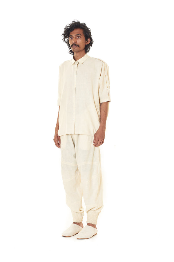 OFF WHITE CAPE SLEEVE ORGANIC COTTON SHIRT