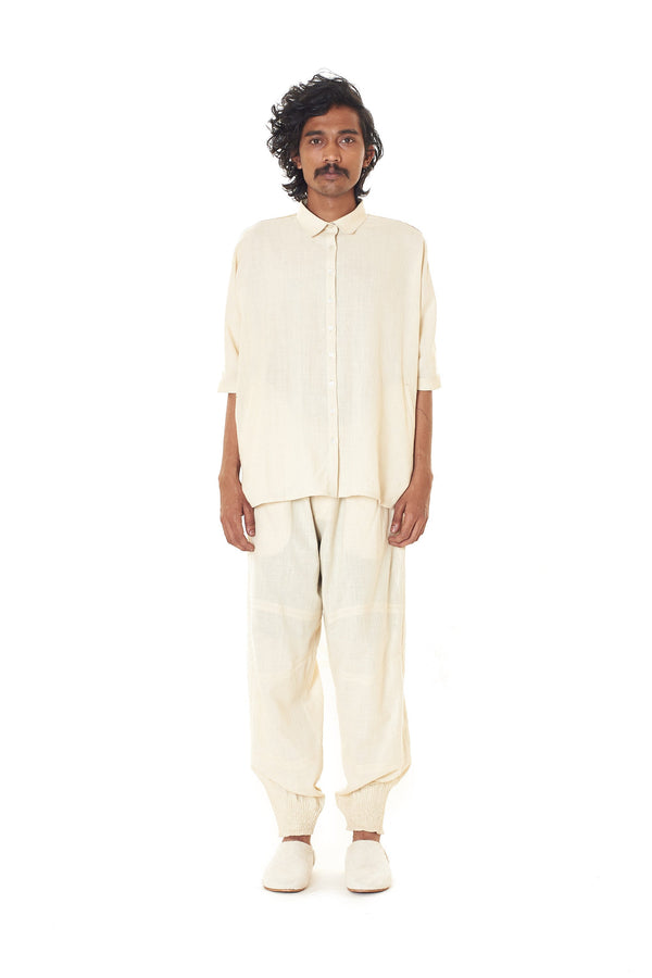 OFF WHITE CAPE SLEEVE ORGANIC COTTON SHIRT