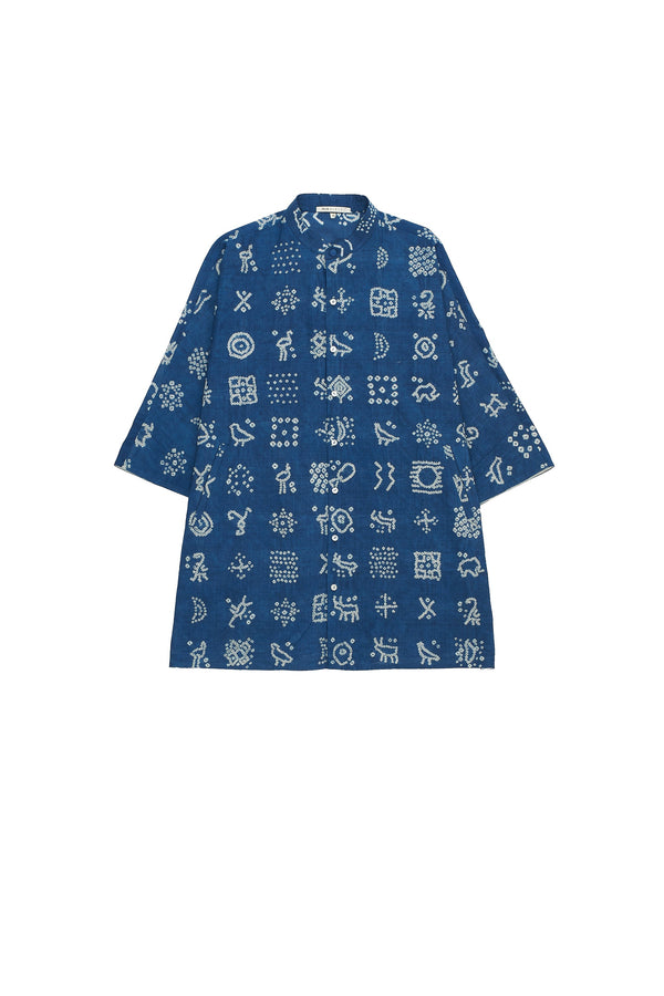 INDIGO RELAXED FIT SHIRT CRAFTED WITH BANDHANI MOTIFS