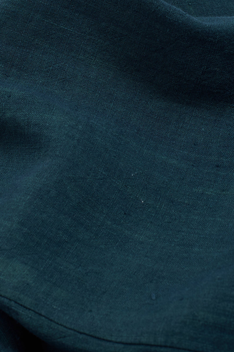 BOTTLE GREEN SOLID COTTON LINEN SHIRT