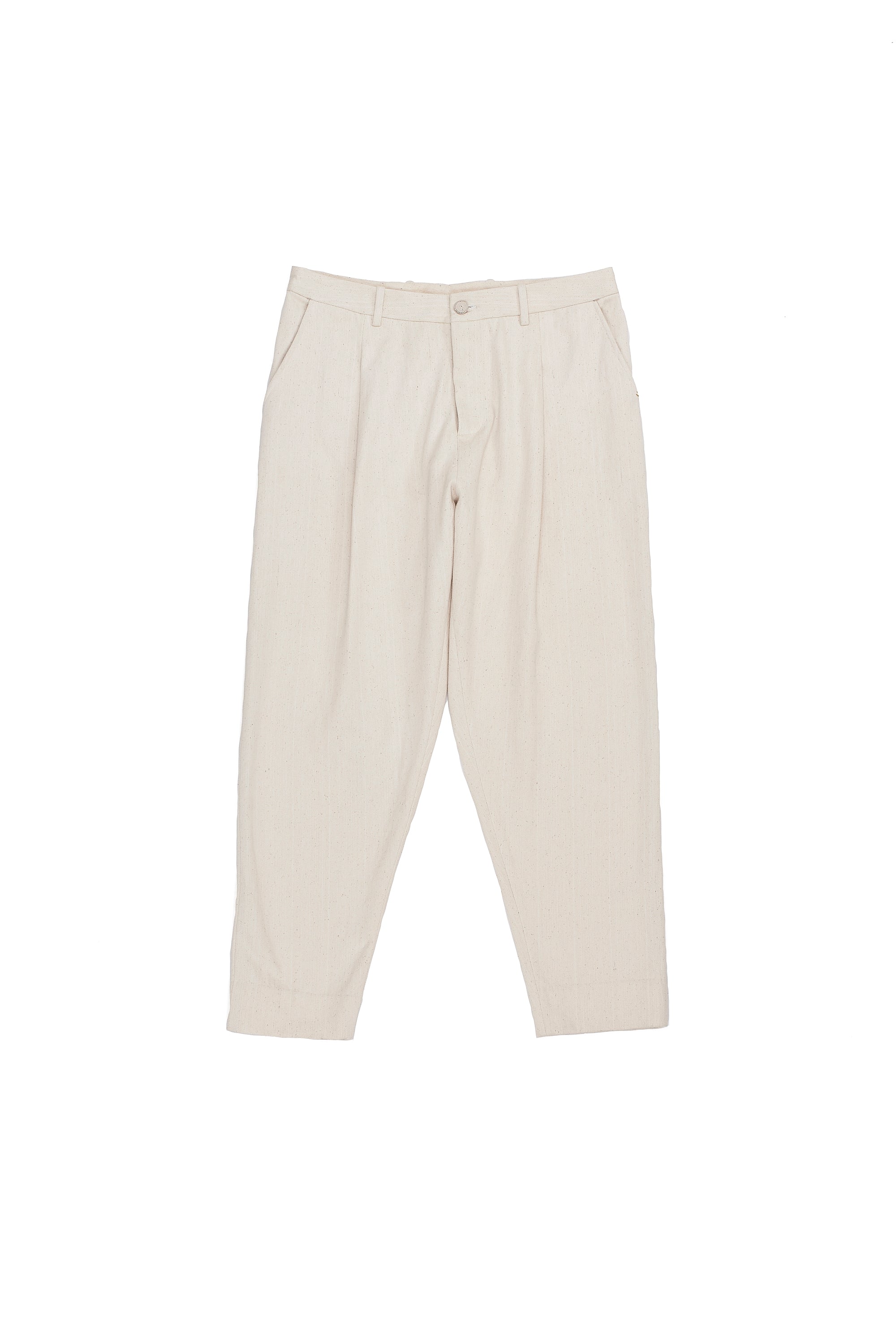 OFF-WHITE UNDYED HANDSPUN DENIM TAPERED TROUSERS