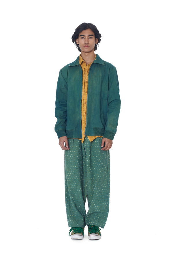 Olive Green Statement Multi-Coloured Shibori Jacket