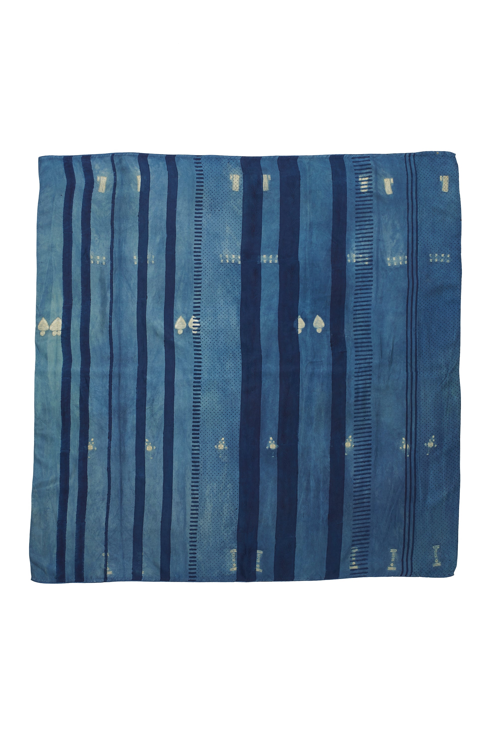 INDIGO BLOCK PRINT & SHIBORI SILK SCARF